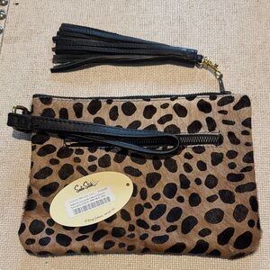 Animal Print Wristlet with Black Tassel